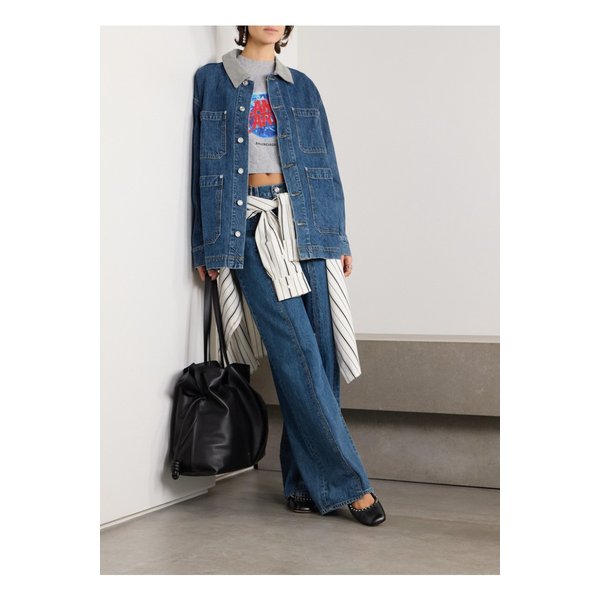 실버레이크 코튼 코듀로이 트리밍 데님 재킷 미드 데님 1647597356197204