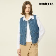 보니스팍스 노카라 포켓 데님 베스트 (XP3VT004M0)