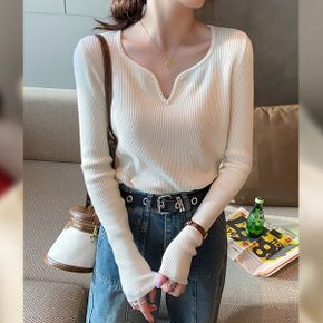 라킨 오픈넥 골지 니트_P347695218