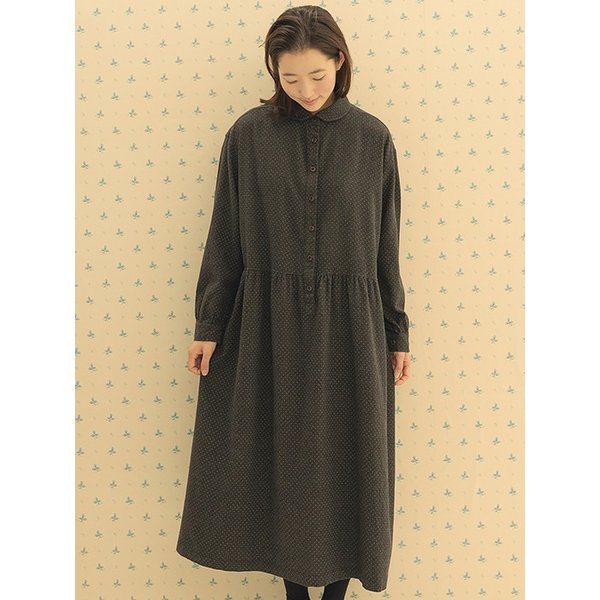 도트 냅핑 풀오버 원피스 브라운 251017BR