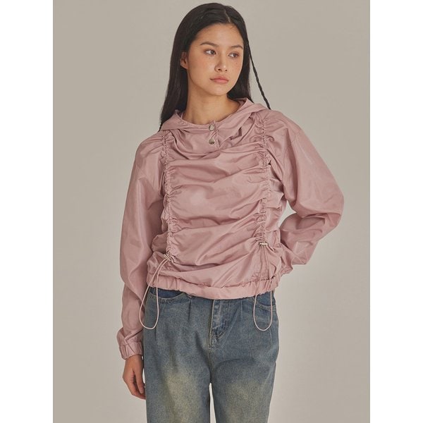 SHIRRED HOODIE ANORAK PULLOVER_T423OT806