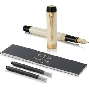 영국 파카 만년필 Parker 듀오fold Classic Ivory 블랙 Gold Plated Trim Centennial Size Fount