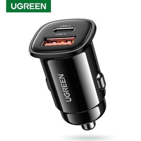 [SSG고객한정]UGREEN 30W 듀얼 매립형 차량용 시거잭 고속충전기 CD332 PD3.0 QC3.0 12V~24V