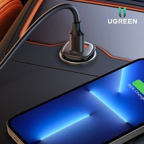 [SSG고객한정]UGREEN 30W 듀얼 매립형 차량용 시거잭 고속충전기 CD332 PD3.0 QC3.0 12V~24V