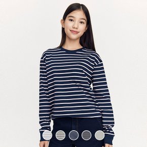 03025912 헤비 코튼 스트라이프 긴팔 티셔츠