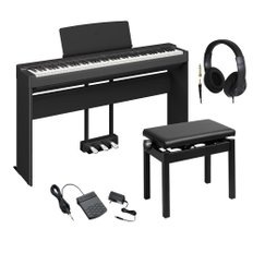 YAMAHA P-225B 전자 피아노 전용 스탠드, 로우 머티리얼 체어, 패들 3개, 헤드폰 세트