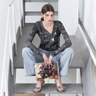 에고이스트 [시흥점] 여성 나염 프린트 프릴 디테일 티셔츠 (ES2CL861)