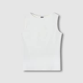 여 코튼 립 보트넥 민소매 티셔츠 (WHITE/ BROWN/ MELANGE GREY/ ZET BLACK/ BLACK)