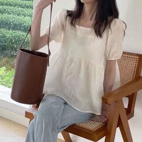 델파 퍼프 반팔 블라우스