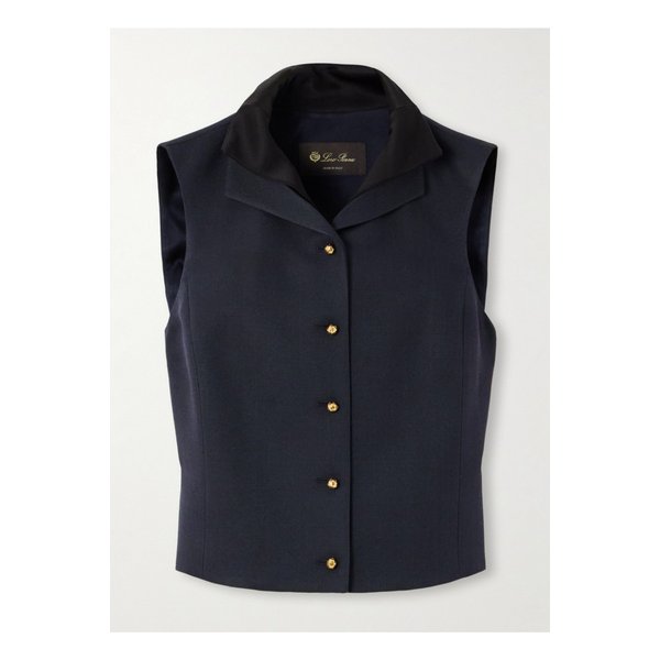 다이앤 레이어드 새틴 트리밍 그랑 드 푸드르 울 실크 혼방 베스트 1647597355212173