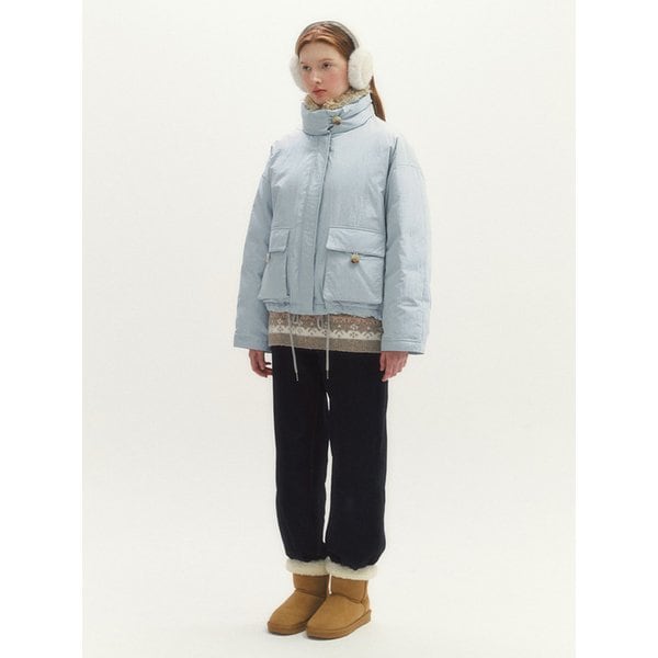 하이넥 퍼 배색 다운 패딩(MAFDDW08MSB)