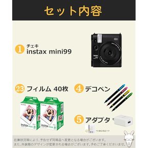 후지필름 체키 즉석카메라 instax mini 99 블랙 필름 40매 데코펜 US