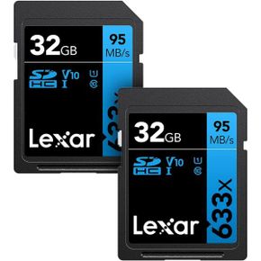 미국 렉사 sd카드 Lexar Professional 633x 32GB 2Pack SDHC UHSI Card Up To 95MB/s Read for M