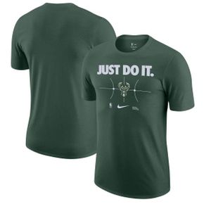 4795213 Nike Mens Hunter Green Milwaukee Bucks Just Do It T-Shirt