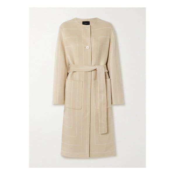 셰퍼 벨트 스트라이프 울 실크 혼방 코트 베이지 46376663162882271