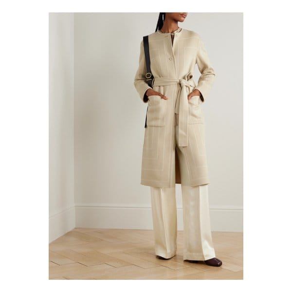 셰퍼 벨트 스트라이프 울 실크 혼방 코트 베이지 46376663162882271