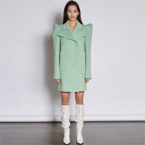 [쿠만] Pastel mint green structured design double breasted wool blended coat