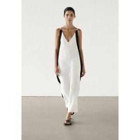 5091353 Massimo Dutti LONG WITH CONTRAST PIPING - Maxi dress white