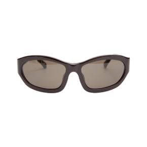 x Linda Farrow Rectangle Sunglasses (Dark Brown/Silver/Brown)