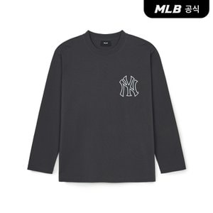 MLB [코리아공식] 베이직 메가로고 루즈핏 긴팔 티셔츠 NY (Charcoal Grey)