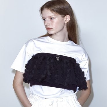 아떼바네사브루노 AABA4F750BK [FRILL(프릴)] 블랙 플라워 레이어드백 겸 숄더백