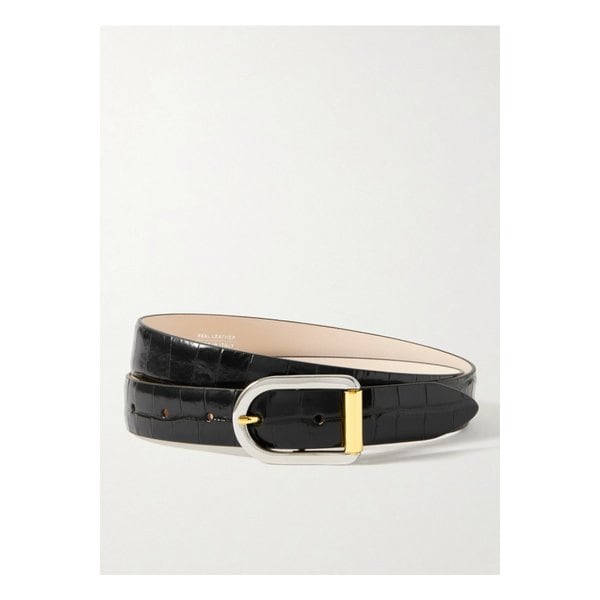 디앙슈 미야 믹스 메탈 크로커다일 이펙트 가죽 벨트 블랙 46376663162857891