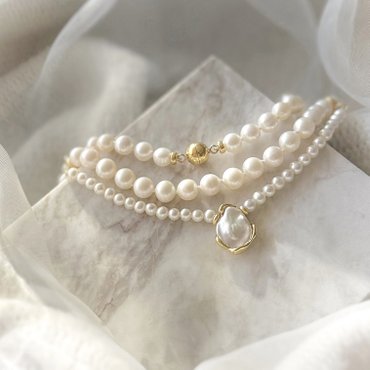 구베 LAHM PEARL NECKLACE  화이트 진주 목걸이