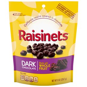 [해외직구] Raisinets  Raisinets  DarkChocolateCovered  캘리포니아  건포도  재밀봉  가능  가방  8.0온스