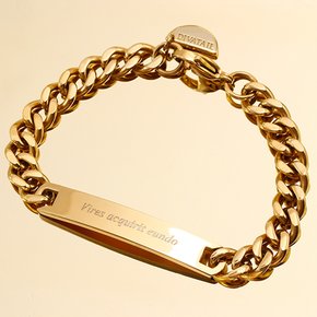 [각인팔찌]Lettering Thick Gold Chain Bracelet