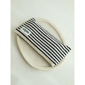 flat pencil case_terry stripe black (topside zipper)