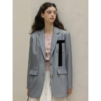 던드롭 DD_Pocket black ribbon blazer