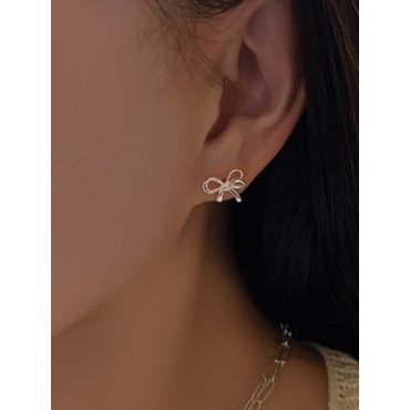  [92.5 silver]layered ribbon earrings