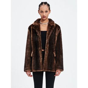 ORSON FUR JACKET DARK BROWN