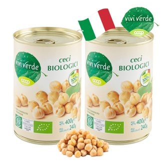  COOP 비비베르데 이탈리아 유기농 병아리콩(칙피) 400g 2캔 무첨가물 Non GMO