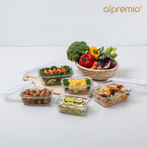 [BIZ][ALPREMIO] 알프레미오 강화 유리 밀폐용기 직사각 5종