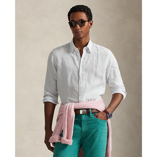 남성 클래식핏 스트라이프 리넨 셔츠(MNPOWOV16824968100)