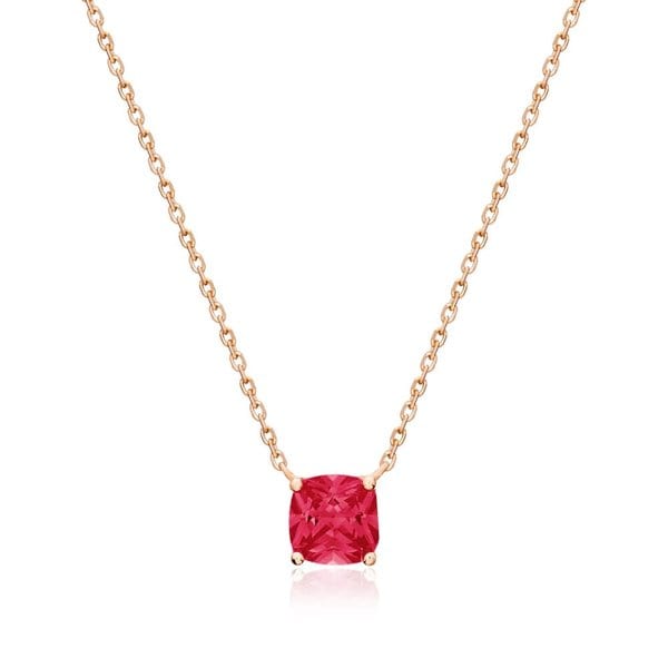 [비앤비골드] 18K 샤인 쿠션컷 컬러큐빅 루비 체인 목걸이 MNN38922