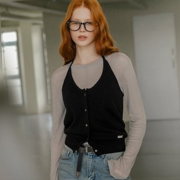 노운베러 Daily wool blended halter knit vest_Black