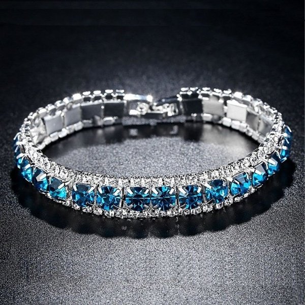 여성팔찌 유러피언 컬러팔찌-블루 크리스탈 (WFJHME8)