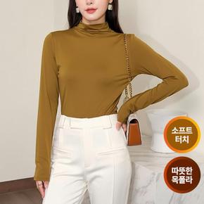 겨울 여성 스판 목폴라 약기모 긴팔티셔츠 (S43391765)