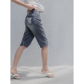 컷오프 하프 워싱블랙진