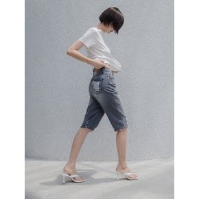 컷오프 하프 워싱블랙진