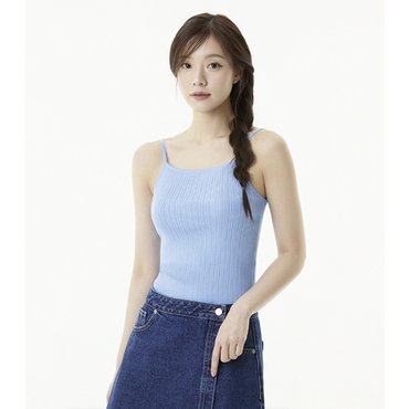 플라스틱아일랜드 스퀘어넥 니트 민소매 탑 (PR2KT461)