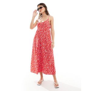 이스퀘어 4883469 Mango floral print midi dress in red