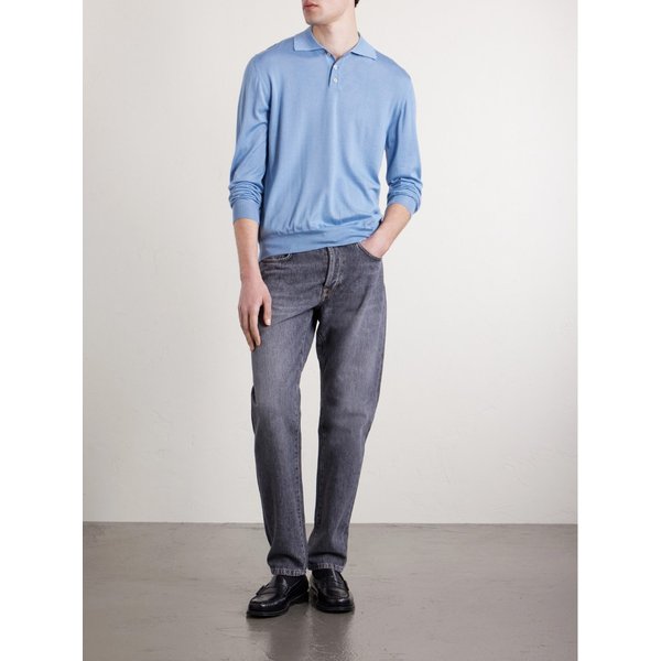 슬림 캐시미어 실크 블렌드 폴로 셔츠 46376663163003671