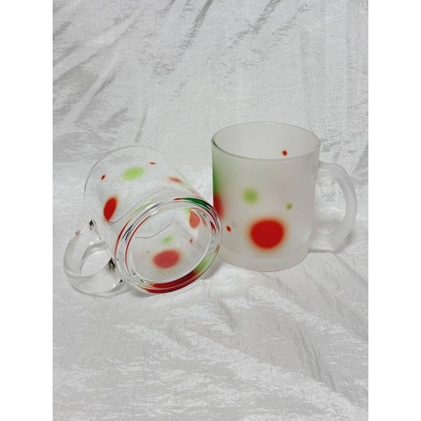 Red&green big dot glass mug (matte)