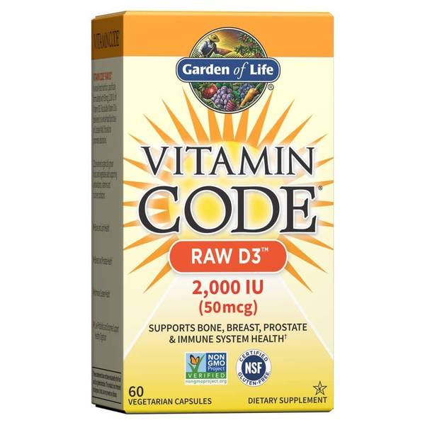 [해외직구]가든오브라이프 비타민코드 비타민D3 2000IU 60캡/ Garden of Life Vitamin D3 Vitamin Code