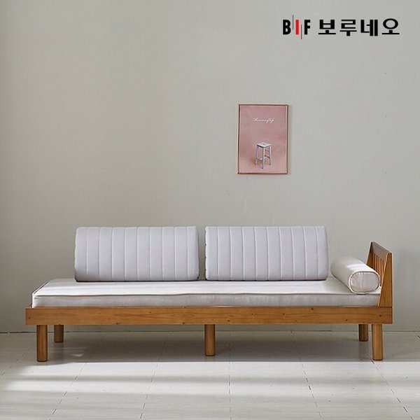 앳홈 코지 원목 데이베드 소파베드 (프레임+매트+원형쿠션+등쿠션2개) -착불