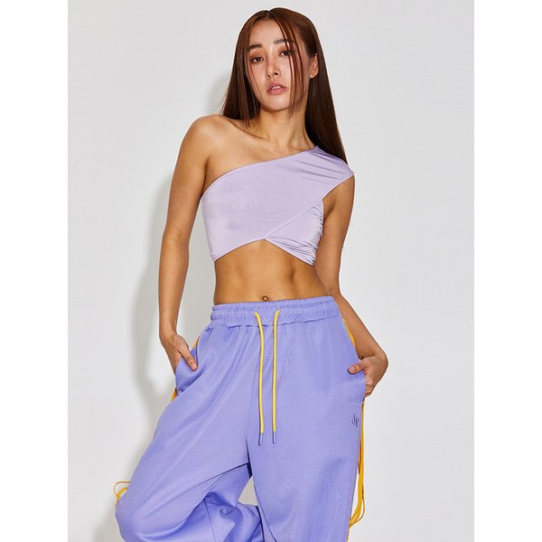 DOUBLE SKIN OVER LAY ONE SHOULDER TOP_T216TP135