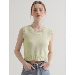 Round Crop Knit Sleeveless (Yellow_green)